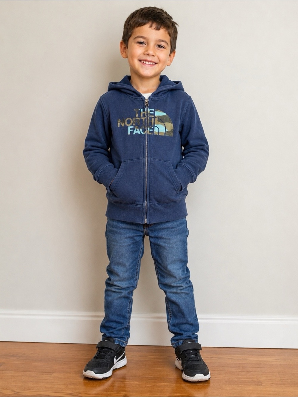 The North Face Full Zip XXS 4 5 Hoodie Boys Green Blue Sweatshirt